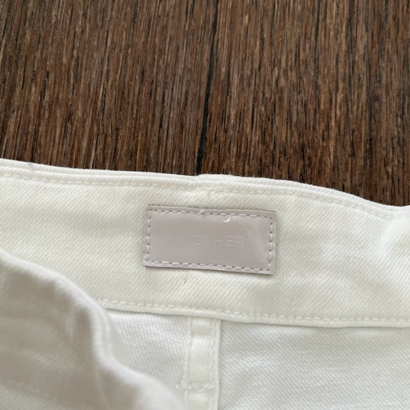 Mother denim patch pocket private ankle fray cutoff raw hem white wide jeans 26 - Picture 3 of 11
